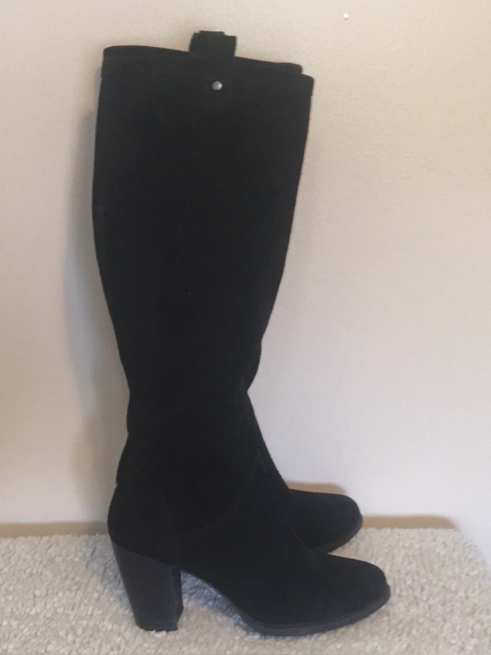 Women's ugg Knee-High Black Suede Heeled Boots